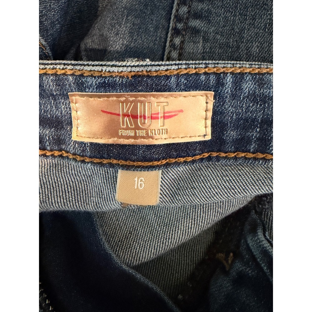 KUT from the Kloth Charlotte High Rise Culotte Jeans Medium Wash Blue Size 16 - Picture 3 of 8